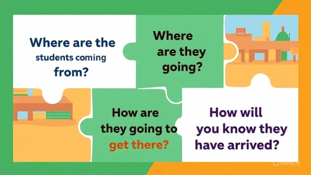 Infographic showing four essential instructional planning questions for teachers.