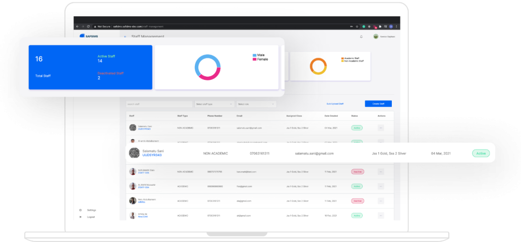 SAFSIMS school management system interface