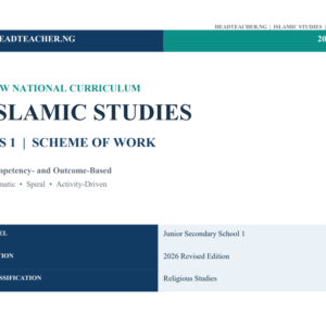 JSS 1 Islamic Studies Scheme of Work 2026 – New National Curriculum