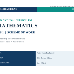 JSS 1 Mathematics Scheme of Work 2026 – New National Curriculum