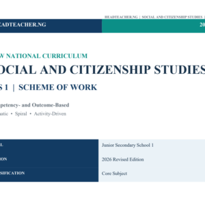 JSS 1 Social and Citizenship Studies Scheme of Work 2026 – New National Curriculum