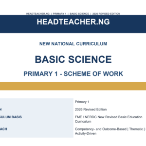 Primary 1 Basic Science Scheme of Work 2026 – New National Curriculum