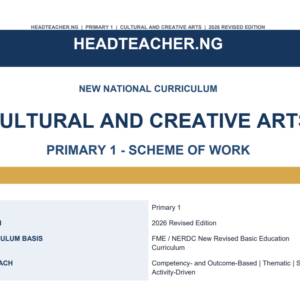 Primary 1 Cultural and Creative Arts Scheme of Work 2026 – New National Curriculum