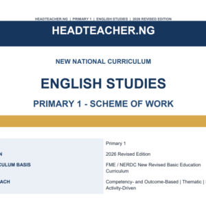 Primary 1 English Studies Scheme of Work 2026 – New National Curriculum