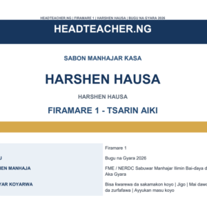 Primary 1 Hausa Language Scheme of Work 2026 – New National Curriculum