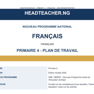 Primary 4 French Scheme of Work 2026 – New National Curriculum
