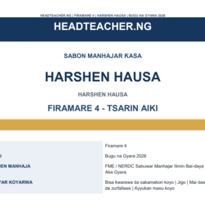 Primary 4 Hausa Language Scheme of Work 2026 – New National Curriculum