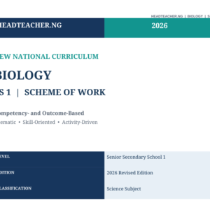 SS1 Biology Scheme of Work 2026 – New National Curriculum