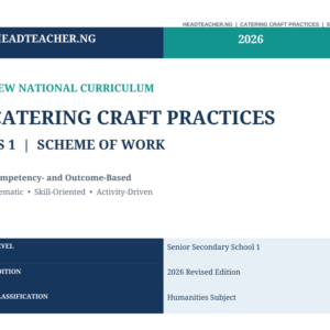 SS1 Catering Craft Practices Scheme of Work 2026 – New National Curriculum