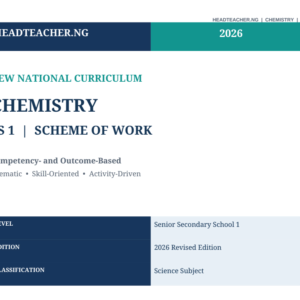SS1 Chemistry Scheme of Work 2026 – New National Curriculum