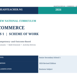 SS1 Commerce Scheme of Work 2026 – New National Curriculum