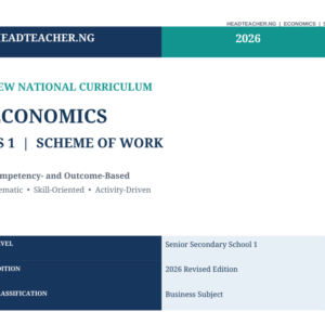 SS1 Economics Scheme of Work 2026 – New National Curriculum