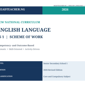 SS1 English Language Scheme of Work 2026 – New National Curriculum