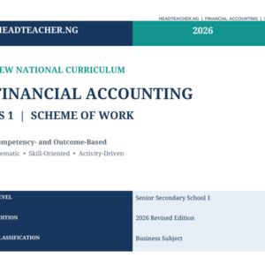 SS1 Financial Accounting Scheme of Work 2026 – New National Curriculum