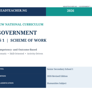 SS1 Government Scheme of Work 2026 – New National Curriculum