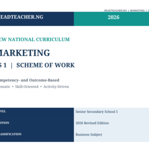 SS1 Marketing Scheme of Work 2026 – New National Curriculum