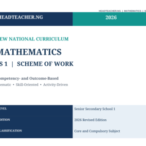 SS1 Mathematics Scheme of Work 2026 – New National Curriculum
