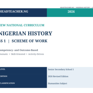 SS1 Nigerian History Scheme of Work 2026 – New National Curriculum
