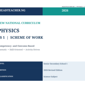 SS1 Physics Scheme of Work 2026 – New National Curriculum
